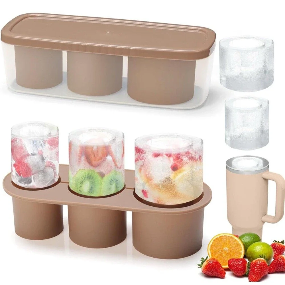 Fu Store Ice Cube Tray for Tumbler Cup 30-40 oz 3pcs Silicone Ice Cube Molds